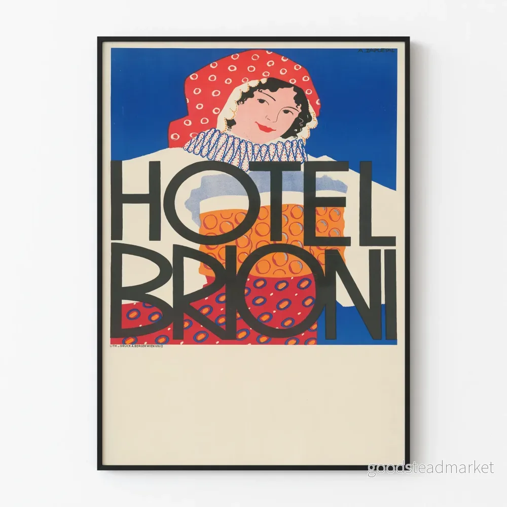 Vintageaffisch Hôtel Brioni för väggdekoration