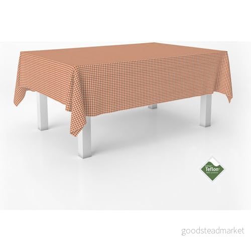 ECOMMERC3 Vichy fläckbeständig bordsduk för rektangulärt bord storlek 220 x 140 cm extra mjuk och vattentät orange 8435767370646
