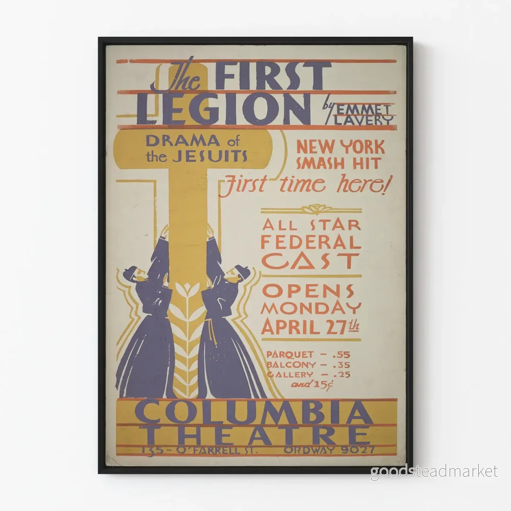 Vintageaffisch teater The First Legion - konstnärlig väggdekor