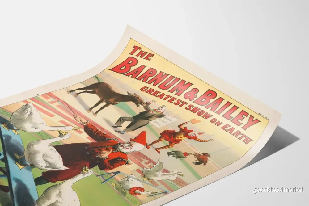 Vintageaffisch Barnum & Bailey Cirkus med clown och tränade djur - Bild 3