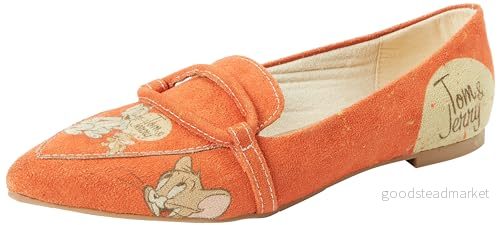 DOGO Dam läder vegan orange platta skor Warner Bros Tom & Jerry mönster, Material: Polyester, 37 EU 8680544270552