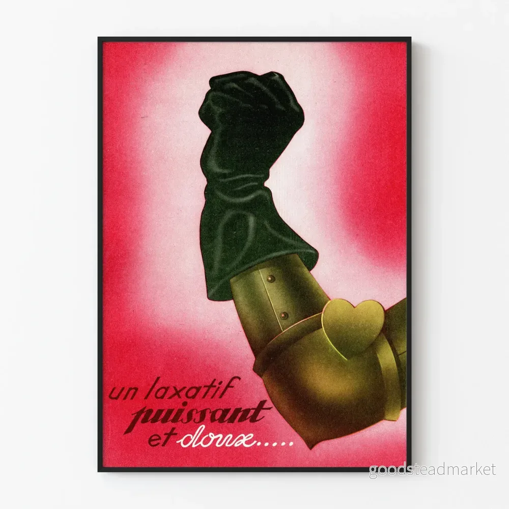 Vintageposter av en kraftfull och mild laxerande - retro väggdekoration