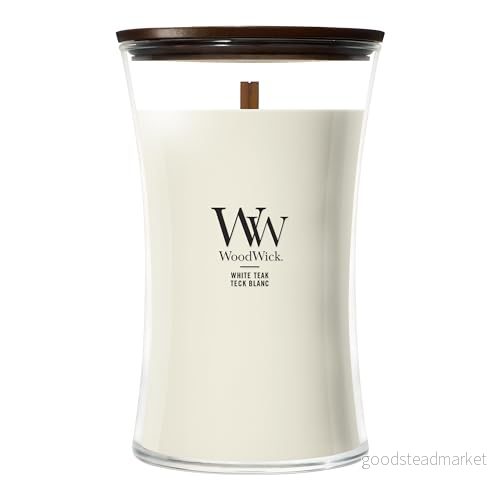 WoodWick Scented Candle Large White Teak 18 cm / ø 10 5038581062136