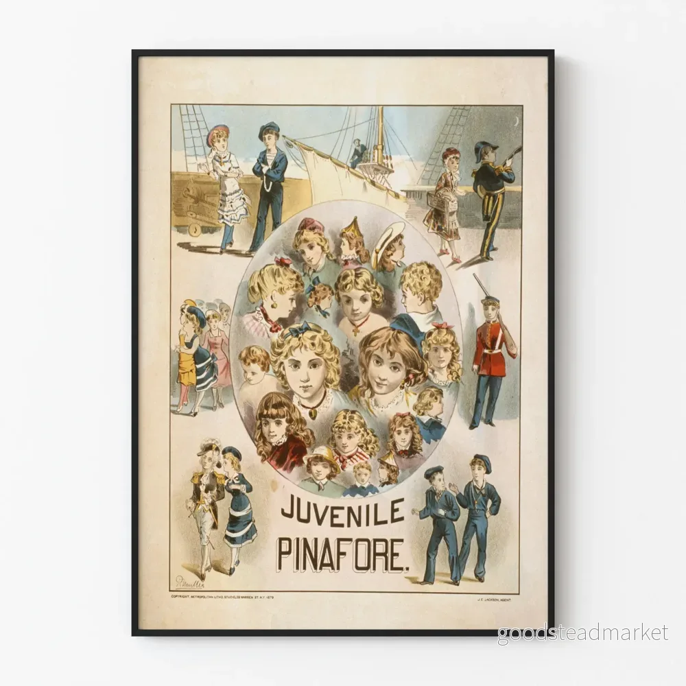 Vintageaffisch med ungdomsöverdel - Maritim barnillustration