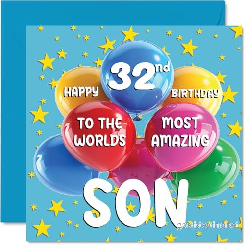 32:a son födelsedagskort världens mest fantastiska grattis på för från mamma pappa, 145 mm x ålder 32 trettiotvå gratulationskort till 5063152106896 32:a son födelsedagskort världens mest fantastiska grattis på för från mamma pappa, 145 mm x ålder 32 trettiotvå gratulationskort till 5063152106896