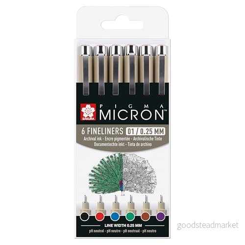 SAKURA PIGMA MICRON FINELINERS 01 WALLET 6 COLOURS BASIC 8712079421748