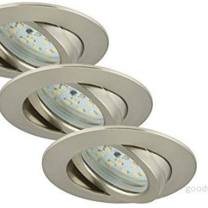 Brilonlampor LED-installationslampor, 3-pack, taklampor, dimbar, LED-modul svängbar, 6,5 watt, 570 lumen, 3 000 kelvin, IP23, mattnickel, 82 x 28 mm (D H) 4002707321798