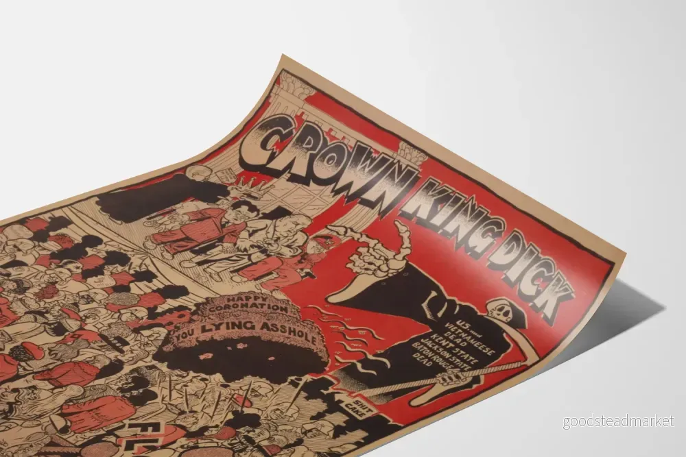 Vintage protestposter Crown King Dick - Väggdekoration för politik - Bild 3