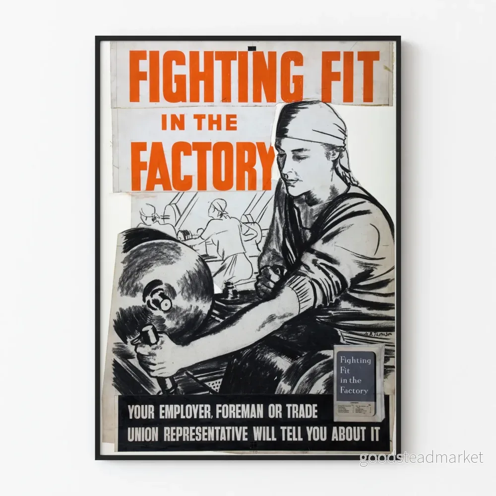 Vintage affisch industriell verkstad väggdekoration