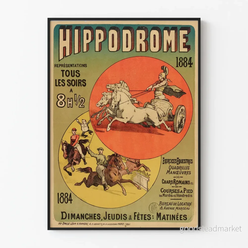 Vintageaffisch Hippodrom 1884 - Hästtema Väggdekoration