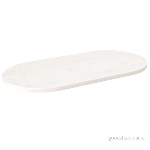 vidaXL bordsskiva vit 100x50x2,5 cm oval massiv furu, träskiva, bordsskivor i trä, återvunnet trä 8720845805616