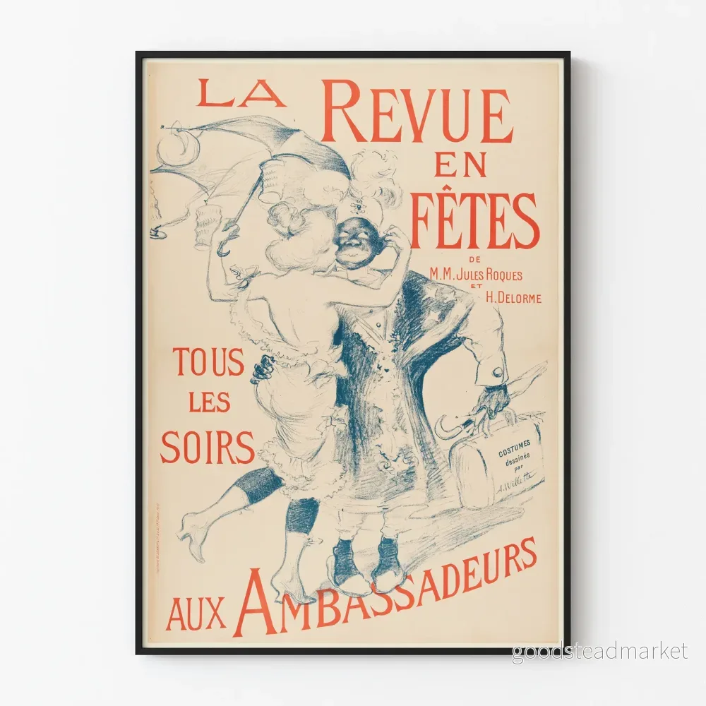 Vintageposter La Revue en Fêtes - Väggdekoration för Parisisk Teater